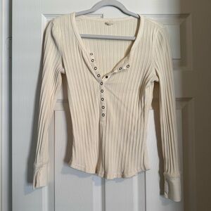 Spell Cream Ribbed Long Sleeve Top